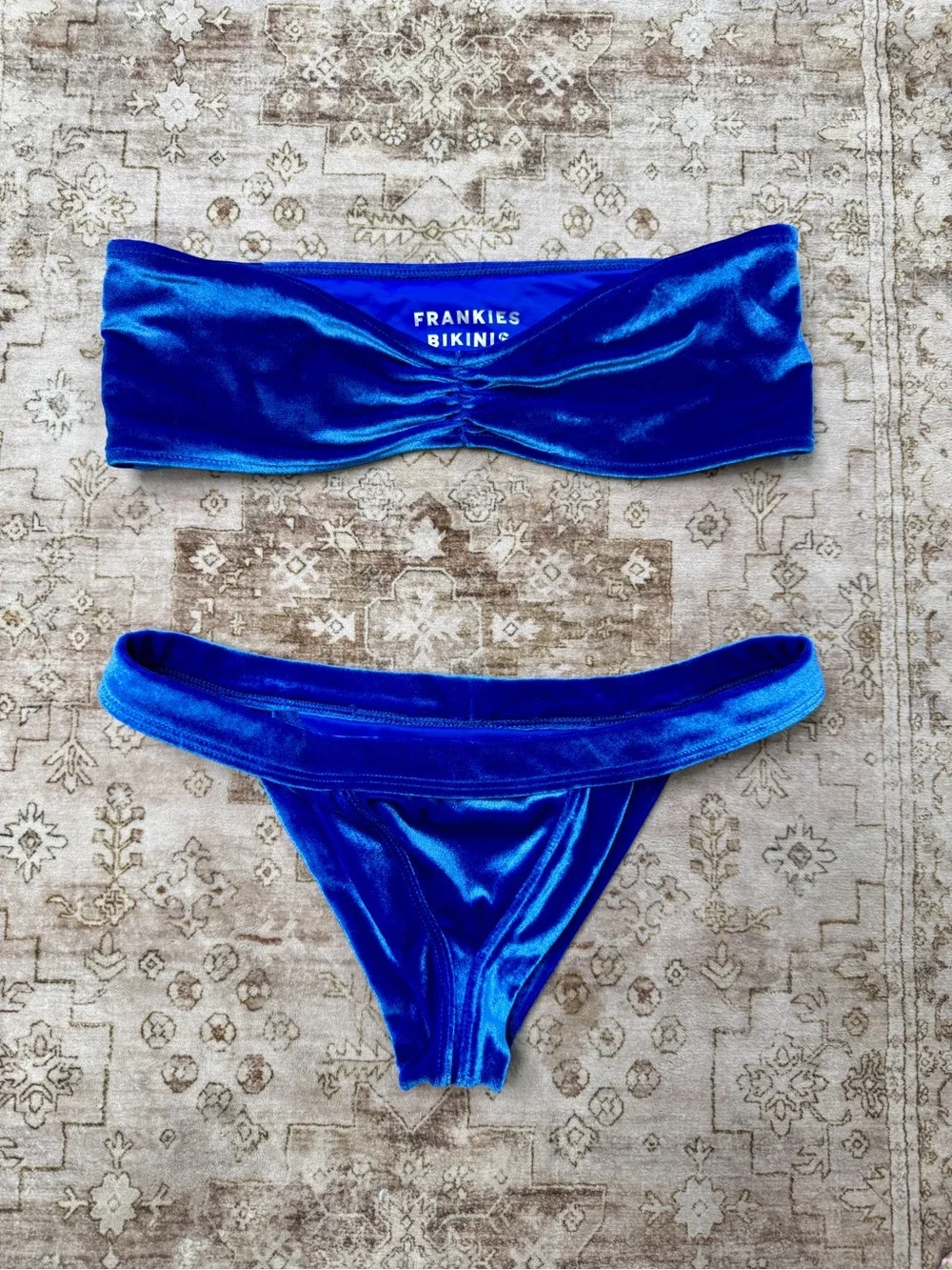 FRANKIES BIKINIS Jeanette Blue Velvet Bikini Set